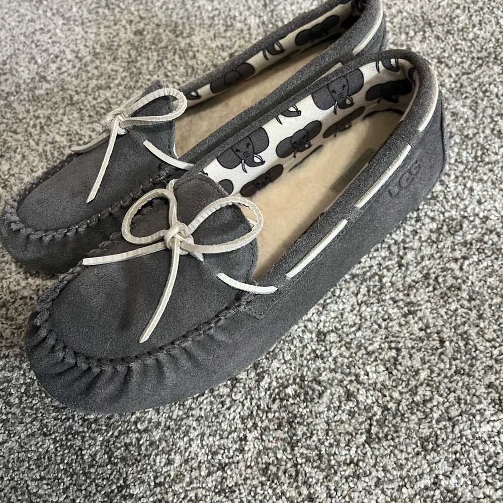 UGG Kid’s Gray Moccasin Slippers